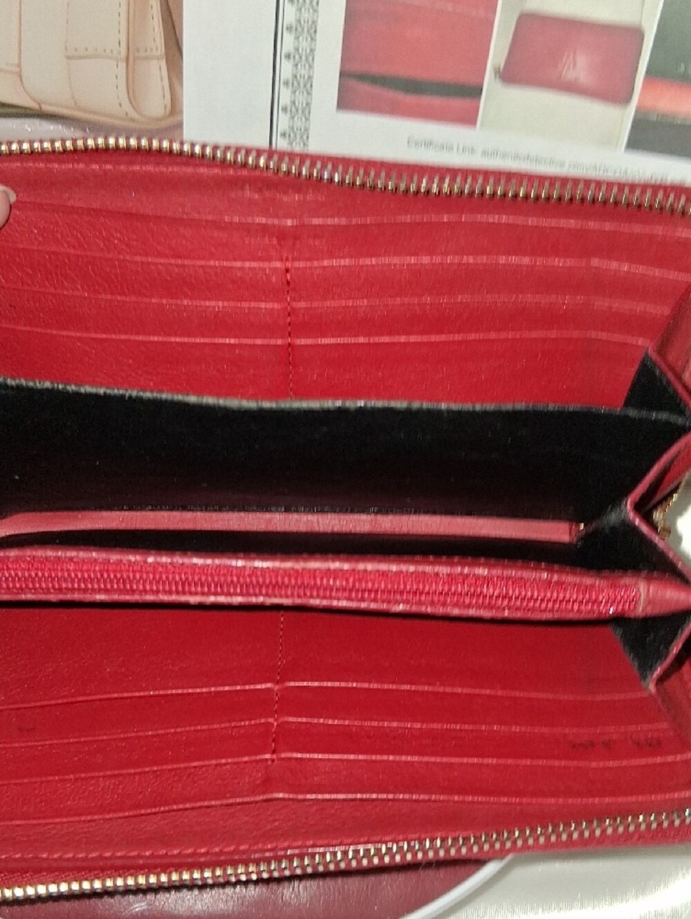 Yves Saint Laurent Burgundy Leather Zip-Around Wallet Pre-loved W/COA - Picture 7 of 13